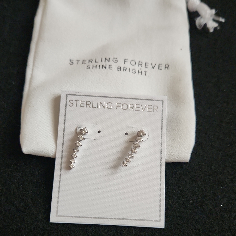 Sterling Forever Graduated CZ Crawler Earrings